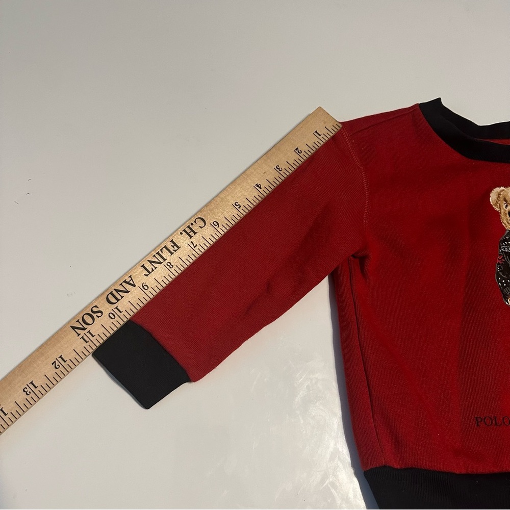 Ralph Lauren Polo Bear Red Black Sweater Size 24month - Picture 4 of 8